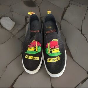 Rare  Doc Martens Slip-On “Sex Pistols – Pretty Vacant” Custom Red/Yellow/Green